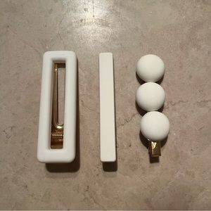 White geometric hairclips